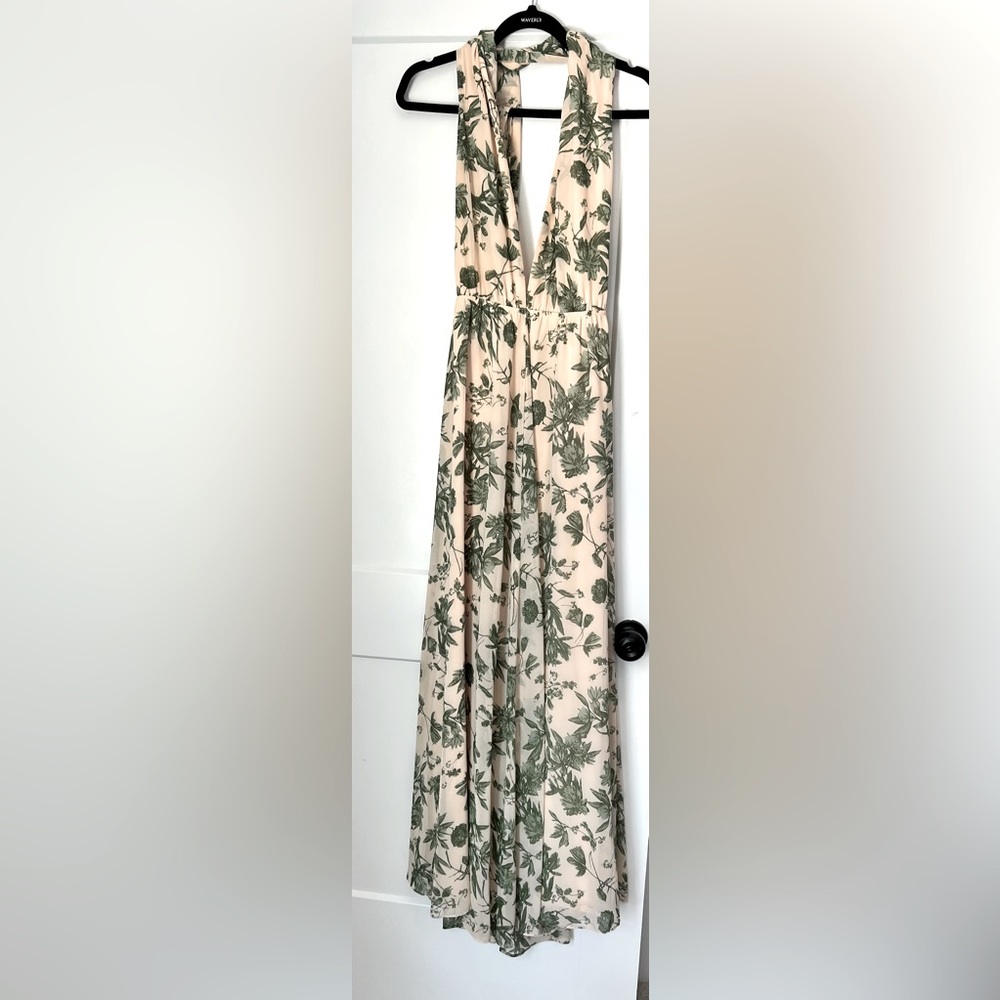 Green floral maxi dress